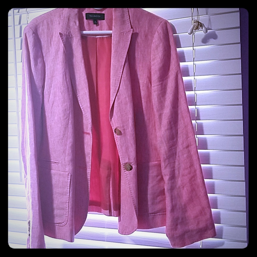 Baby Pink Linen Talbots Blazer